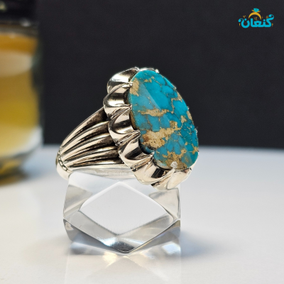انگشتر فیروزه شجری گلکاسنی رگه طلائی