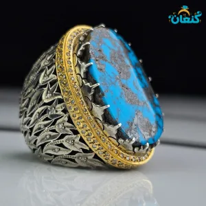 انگشتر فیروزه آینه کاری گل لاله - ????? ???? ?????