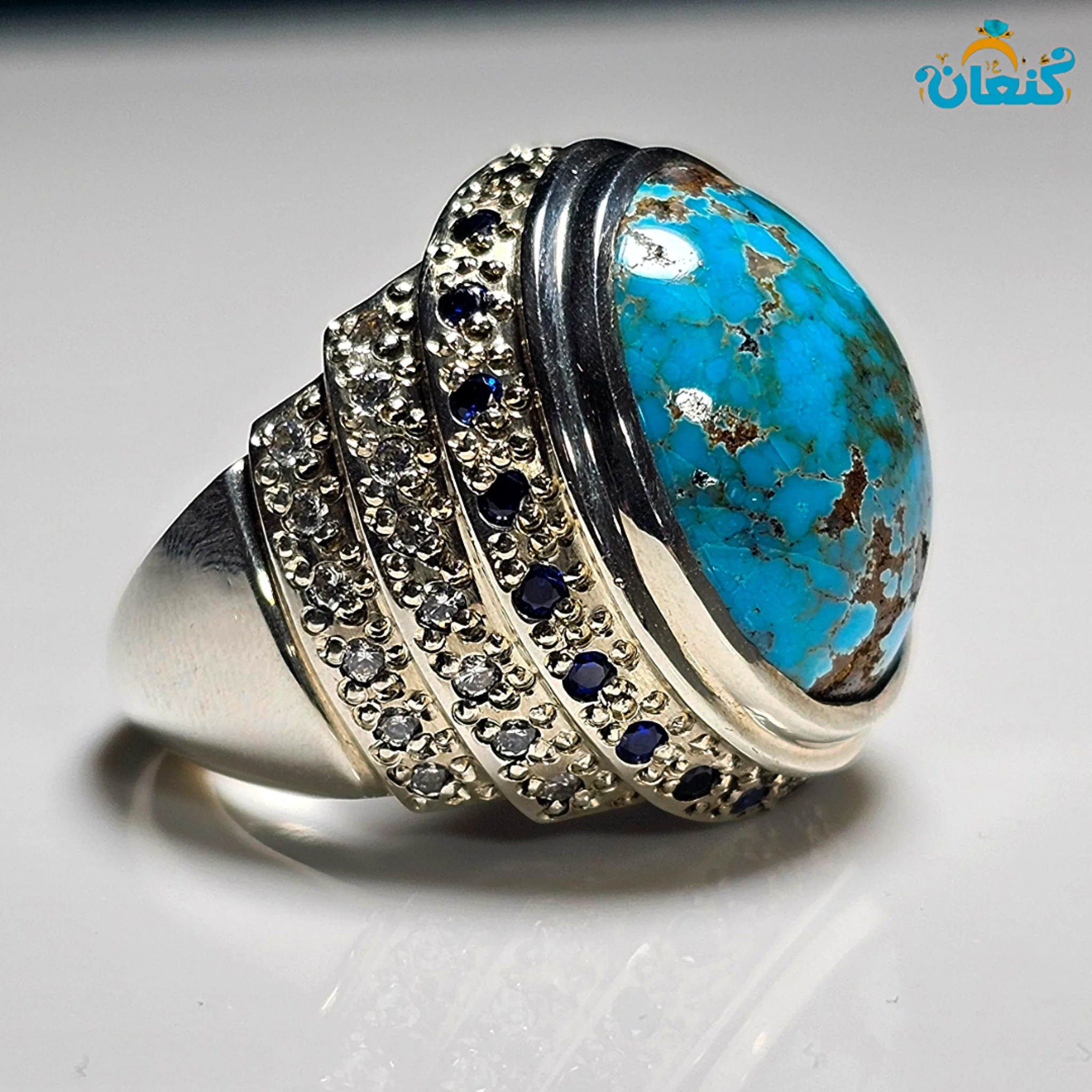 انگشتر فیروزه شجری دو پوست تمام مغز - ????? ???? ?????
